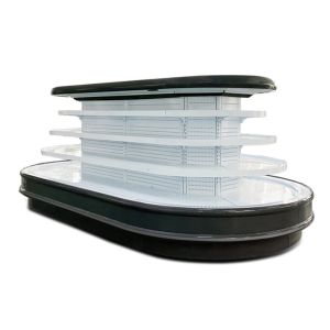 Custom Island Merchandise Display Round Cabinet Multideck Open Chiller