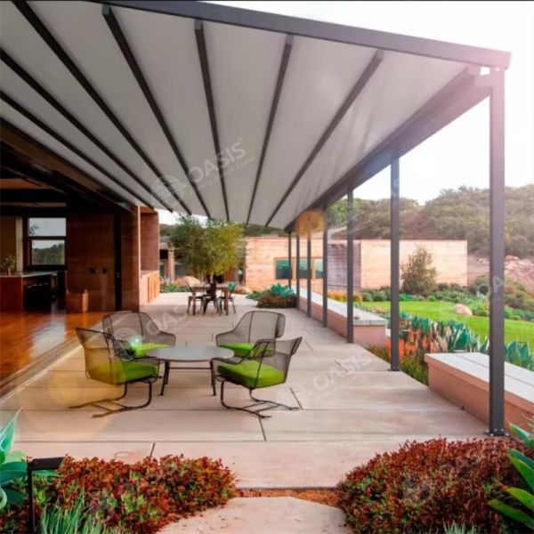 Outdoor Garden Retractable Roof Gazebo , Aluminum Pergola With Retractable