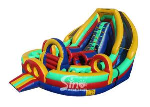 China Outdoor Commercial Grade Kids Big Inflatable Obstacle With Double Slide Fit For Inflatable Rental factory