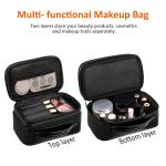 Multifunctional PU Leather Zippered Cosmetic Bag With Brush Compartment