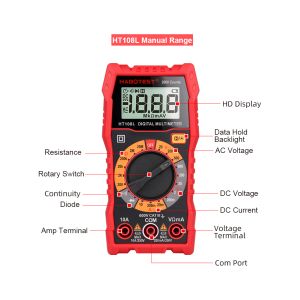 Habotest HT108L Manual Range CE Certified ABS Digital Multimeter DMM Tester with
