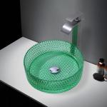 Modern 1 Hole Glass Wash Basin With Mounting Hardware Bathroom Sink Vessel