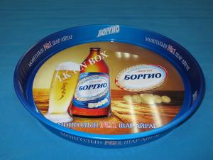 China 0.3mm Big Doulbe Sides Printed Round Tin Ice Bucket Beer Serving Tray factory