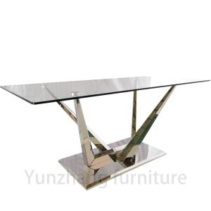 China Low Luxury dining table with silver base factory