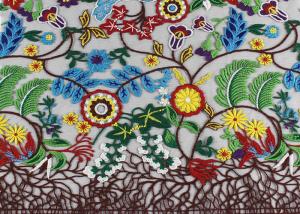 China Rural Style Multi Colored Lace Fabric with Abundant Flowers And Leaves Pattern factory