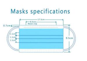 China Personal Care Disposable Surgical Masks , 3 Ply Surgical Face Mask 17.5*9.5cm factory