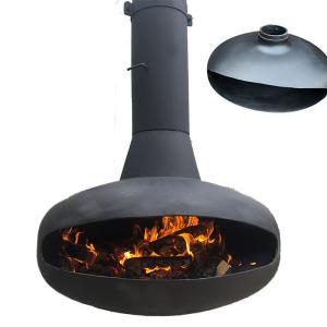 China Modern Black Suspended Wood Burning Fireplace For Cozy Heating factory