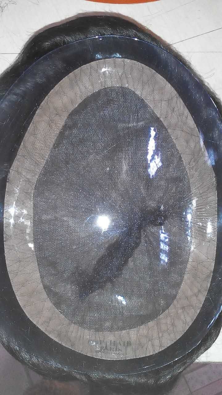 Customized Brazilian Virgin Hair Men Toupee Hairpieces Mono Base with Npu Around