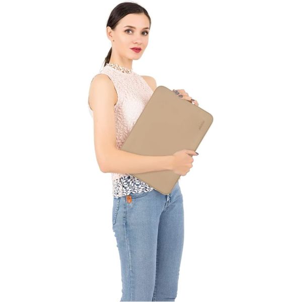 Laptop Sleeve Compatible with MacBook Air/Pro, 13-13.3 inch Notebook, Neoprene Bag with Small Case, Apricot