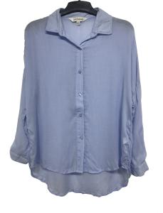 China Multi Size Fashion Ladies Blouse / Soft Formal Tops For Ladies Loose Style blue color factory