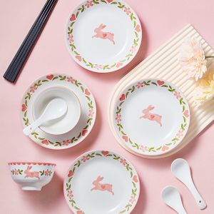 Custom Ceramic Dinnerware Microwave Dishwasher Safe Compliant With FDA