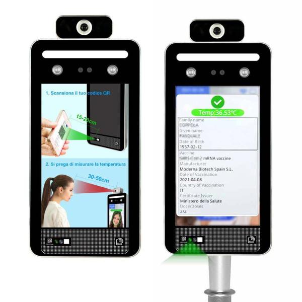 China 8 Inch IPS Qr Barcode Reader Face Temperature Measuring Machine factory