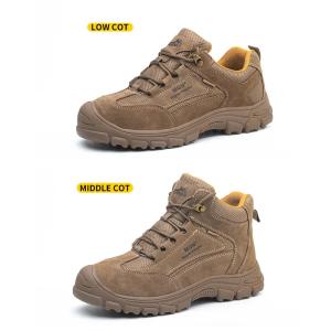 China Steel Toe Comfortable Safety Shoes Mens Brown Work Boots With Kevlar Plate factory