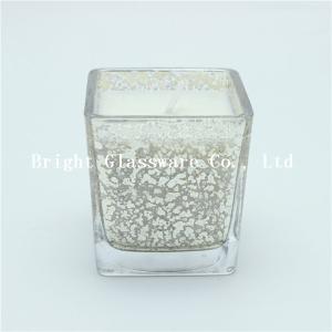 China electroplated design square candle holder with soy wax for decoration factory