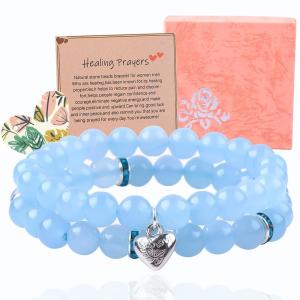 China 8mm Amethyst Blue Aquamarine Gemstone Bracelets Crystal Healing factory