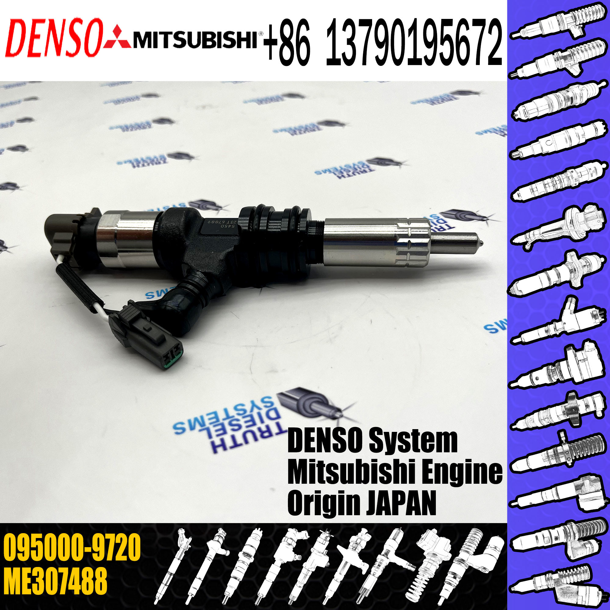 ME307488 injector for Mitsubishi Fuso Fighter 6M60, 6M60T fuel injector 095000-9720