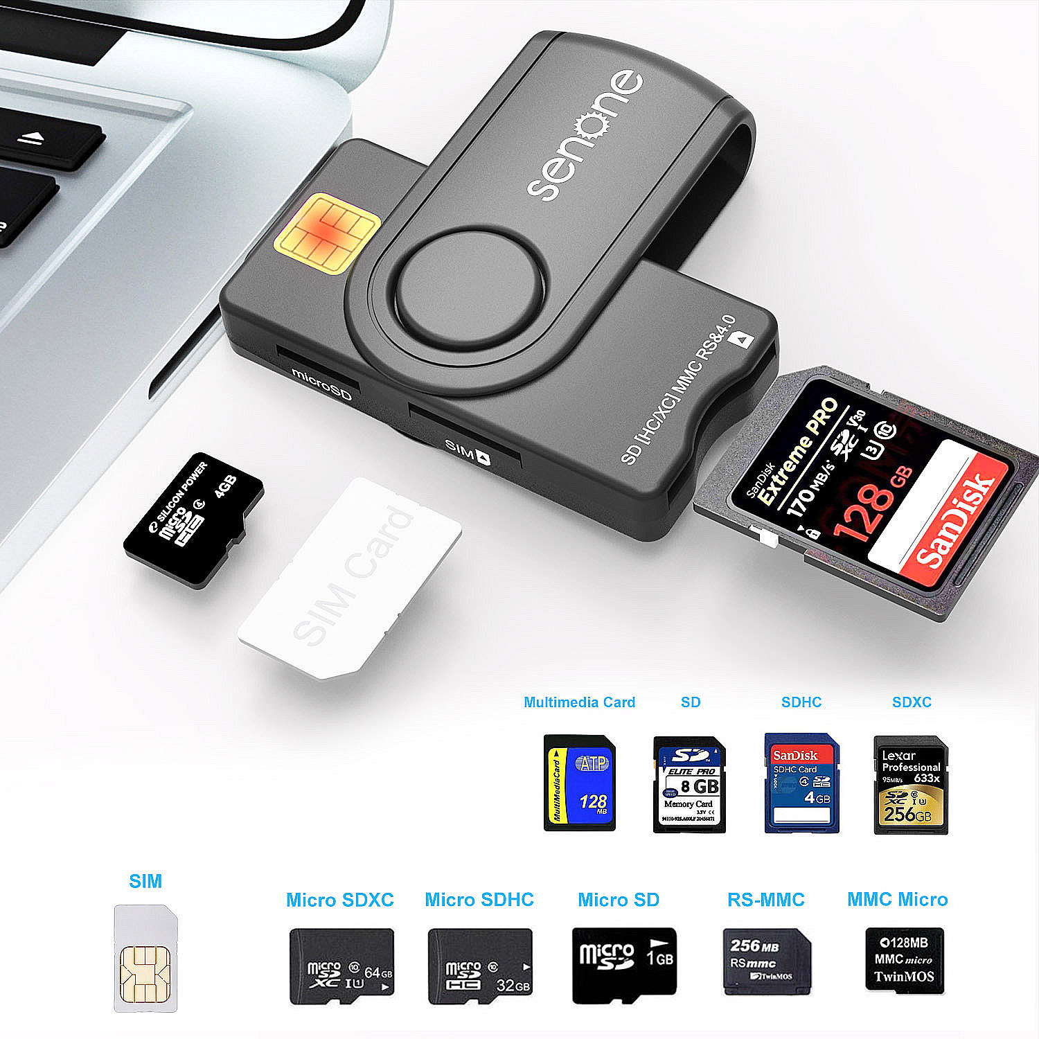 SENONE OEM Hot Selling Multi Card Reader Sim ATM Credit Emv Level 1 Usb Contact IC Chip CAC Card Reader