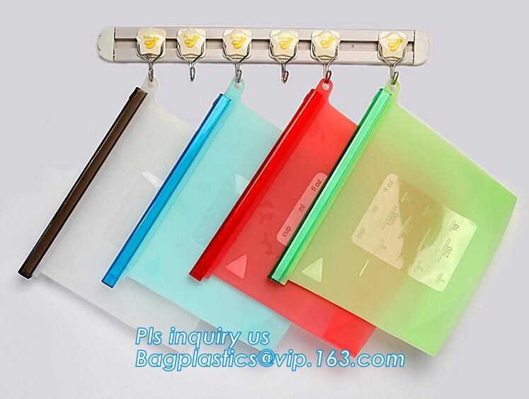 Reusable Leakproof Zipper Preservation Airtight sandwich Zip lockk Cooking Fresh Zip Large Silicone Storage Food Bags With