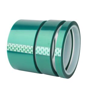 China Green 0.05mm Polyester Adhesive Tape Silicone For Powder Coating factory