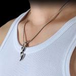 Men's Sterling Silver Dragon Pendant Necklace with Thai Vintage Style Jewelry