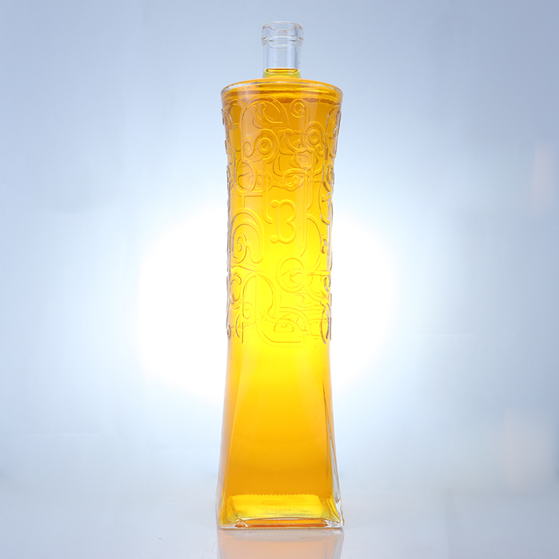 Custom Cap 500ml 700ml 750ml Unique Shape Glass Bottle for Rum Vodka Whisky Tequila Gin