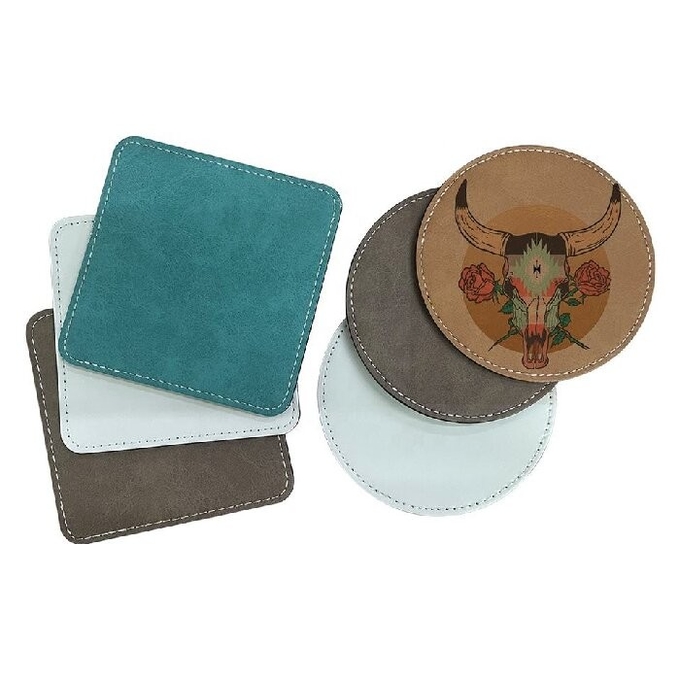 Personalized Blank Sublimation PU Leather Coasters For Sublimation Photos Printing