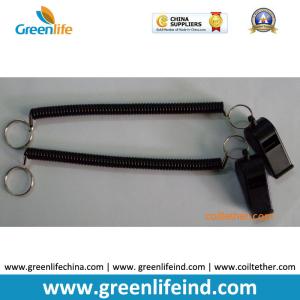China Solid Black Spring Phone Holder Cord W/Alert Whistle factory