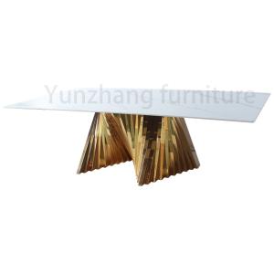 China Gold Irregular Luxury Modern Dining Tables Metal Base With Marble Table Top factory