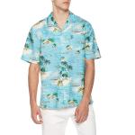 Printed Linen Mens Short Sleeve Tropical Shirts OEM Business Casual Hawaiian