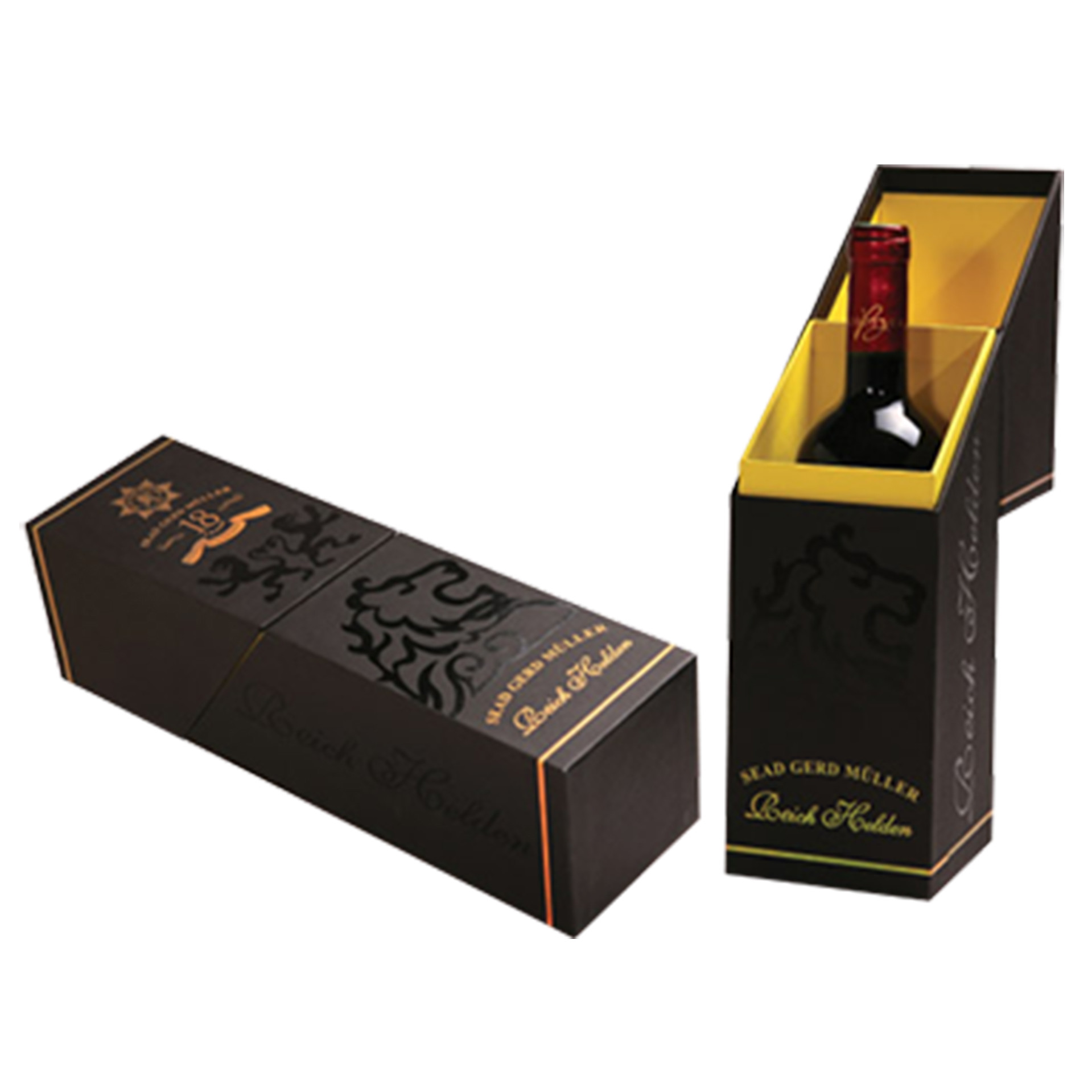 Leather Wine Gift Packaging Box With Button Closure And Ribbion Stand