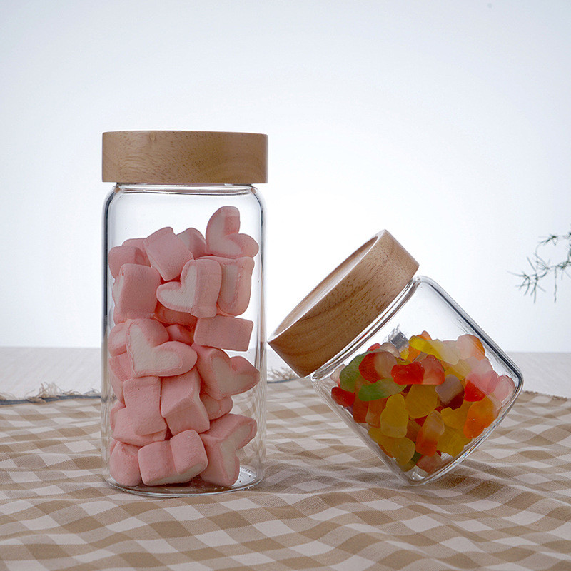 Food Grade Pyrex Glass Jars Food Container Clear Color With Bamboo Lid