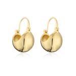 925 Sterling Silver Glossy 18k Gold Plated Brass Earrings Globe Ball Bag Shaped