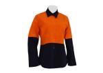 Spring / Summer Womens Workwear Shirts , Ladies Cotton Work Shirts Long Sleeve