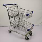 Double Layer Shopping Basket Trolley Zinc Powder Coated Supermarket Shopping