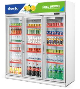 China Arsenbo Glass Commercial Supermarket Refrigerator 3 Door Practical factory