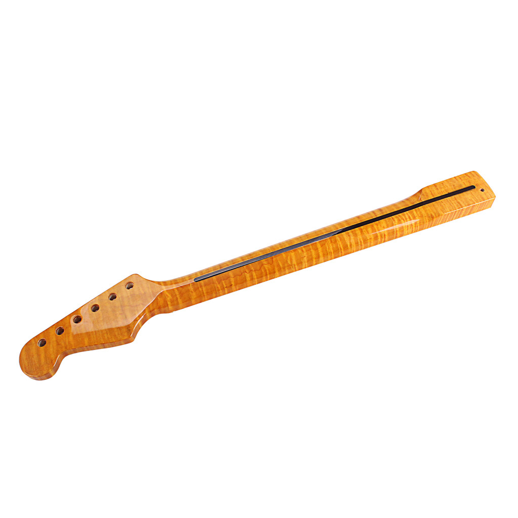 Fender Stratocaster Neck Replacement 21 Frets Maple For ST Electric Guitar Abalone Dots Tiger Flame