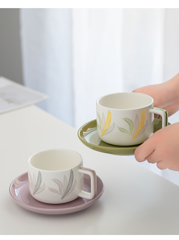 Custom Ceramic Coffee Cup And Saucer With Decal Nordic Design Style for Business Gifts