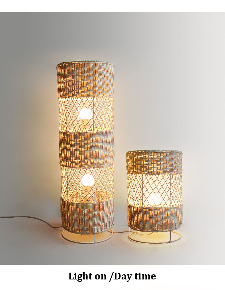 Handmade Led rattan wicker floor lamp For Living Room Decoration