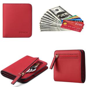 China Small Women's RFID Blocking Bifold Wallet with ID Window Genuine Leather Mini Pocket Purse factory
