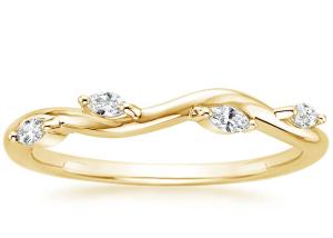 China Winding Willow 14K Yellow Gold Jewelry Ring With 2×4mm 0.40ct Diamond factory