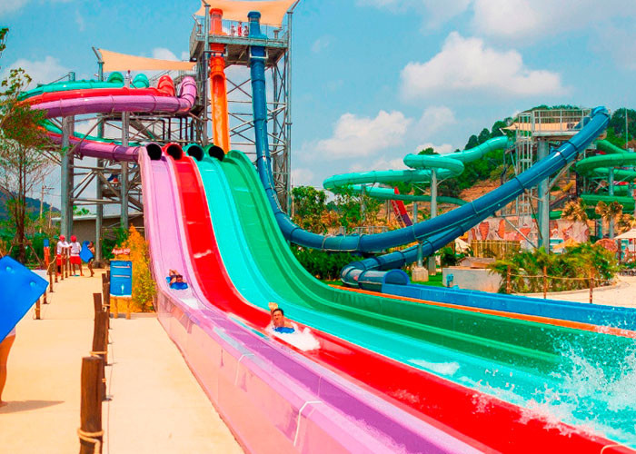 Customize High Speed Long Fiberglass Water Slide Outdoor Play Equipment