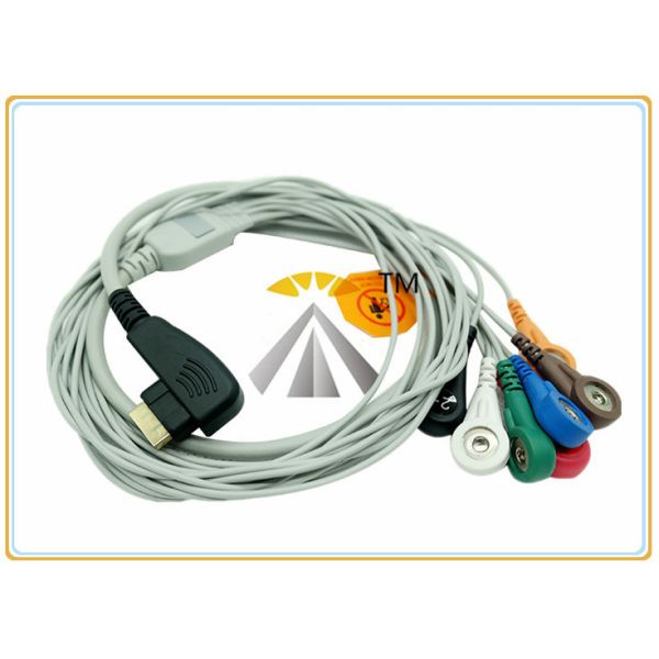 China DMS 300 3A 5 / 7 Leads Holter Ecg Lead Wires Snap AHA IEC TPU Material 19 Pin Connector factory