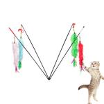 Fashion Interactive Cat Toys Soft Plush Feathers Stick Long Tail Educational Cat