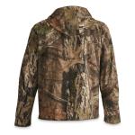 Wind Resistant Mens Camo Hunting Jacket With Full Length Front Zipper