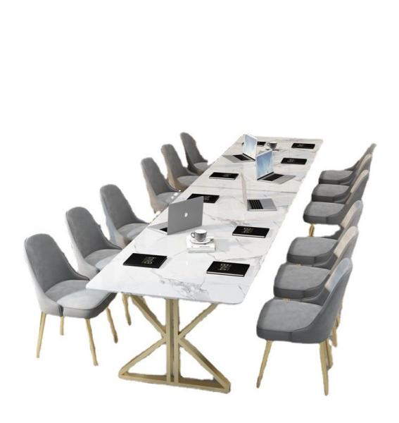 Light Luxury Scandinavian Style Office Furniture 2 Meters Marble Conference