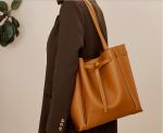 PU Leather Brown Drawstring Bag ISO One Shoulder Messenger Bag