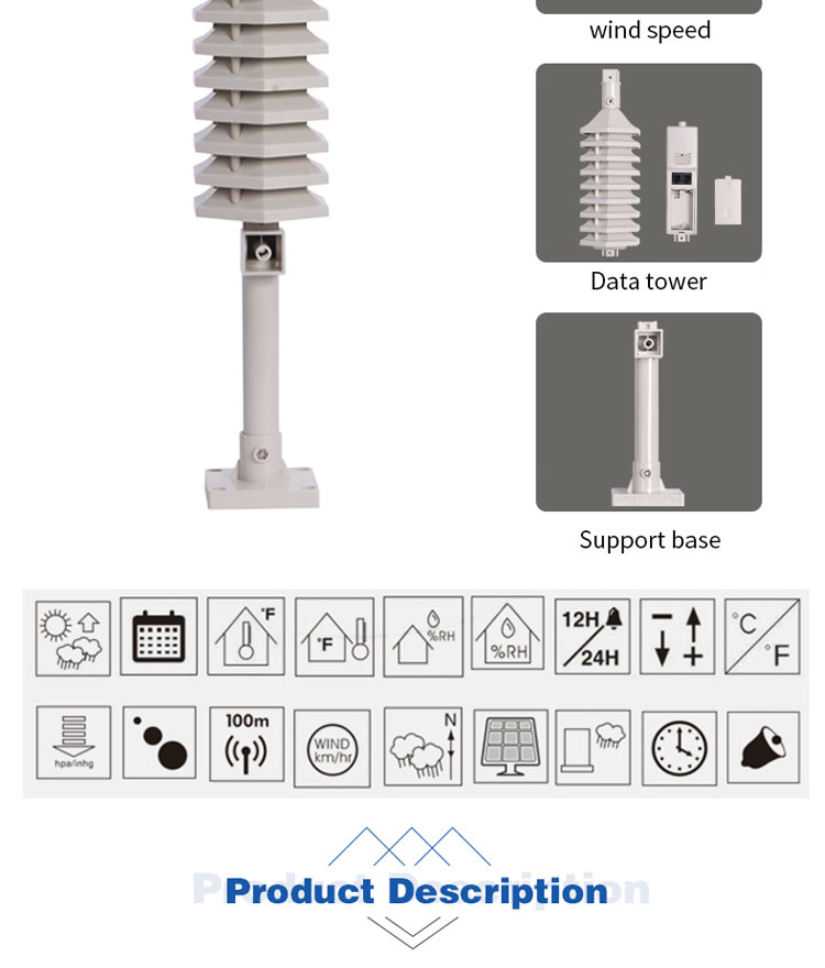 Customized Support Indoor And Outdoor Wireless Small Wind Direction And Wind Speed Weather Station