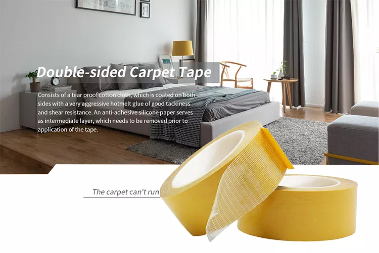 High Adhesive Strength Double Sided Carpet Tape Factory Hot Sale Pressure Sensitive Rubber for Masking
