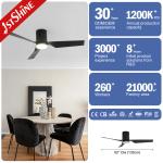 Plastic Blades 52" Smart Ceiling Fan with WiFi Music Play and Metal Lamp Body