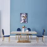 Gold Silver Leg 0.49m3 SS Dining Tables 20 - 40mm Artificial Marble Top